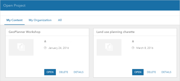 Open Project dialog box Open Project dialog box
